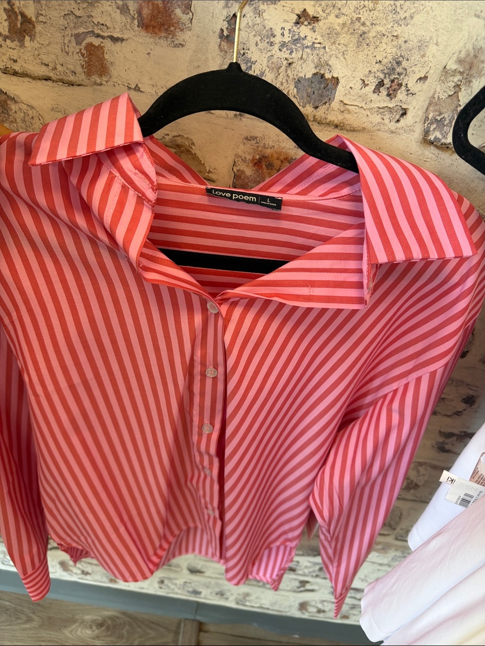 Love Poem Women's Pink Striped Button-Up Shirt